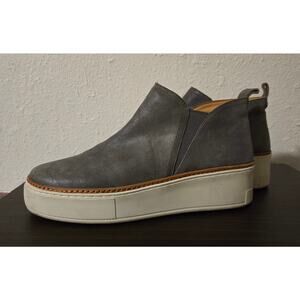J/Slides Mika platform sneaker bootie in dark grey brush suede.